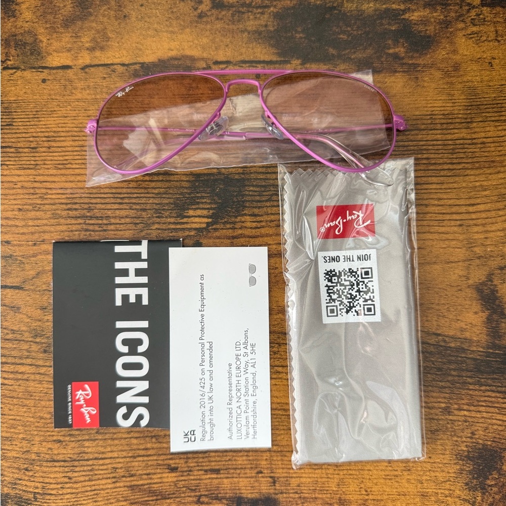 Ray-Ban Pink Aviator Clear Glasses